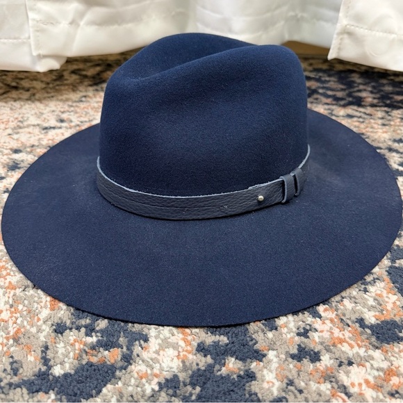 Rag & Bone Navy Blue Wool Wide Brim Fedora Hat main image 8